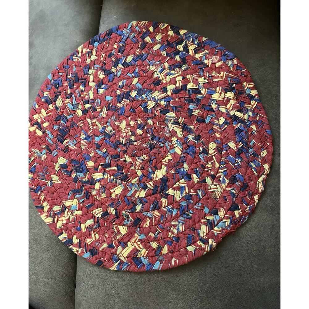 Pioneer Woman Vintage Red Multicolor Braided Placemats, 15" Diameter—1 Placemat